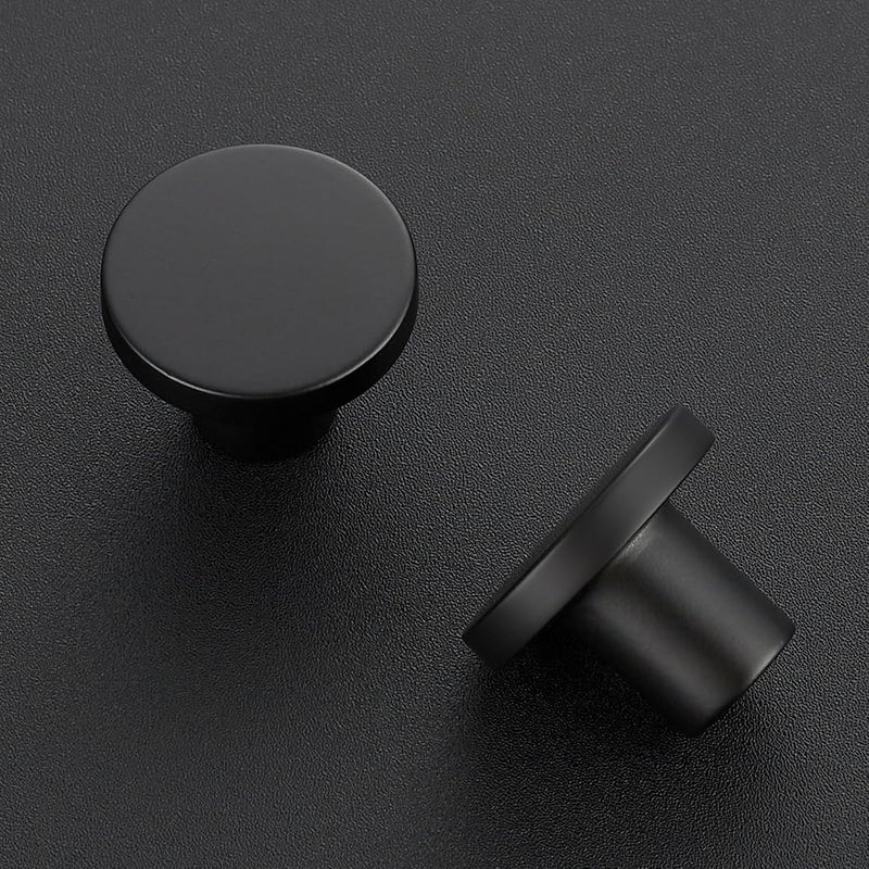 JOY DECOR 2 Pack Black Cabinet Knobs, Matte Black Kitchen Cabinet Knobs, 1-1/5 Inch Round Drawer Pulls, Kitchen Hardware for Dresser Drawers Closets - Image 2